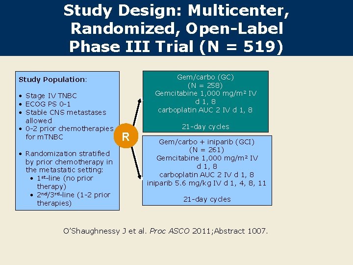 Study Design: Multicenter, Randomized, Open-Label Phase III Trial (N = 519) Gem/carbo (GC) (N