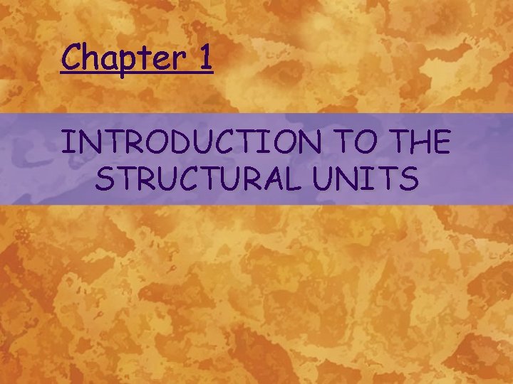 Chapter 1 INTRODUCTION TO THE STRUCTURAL UNITS 