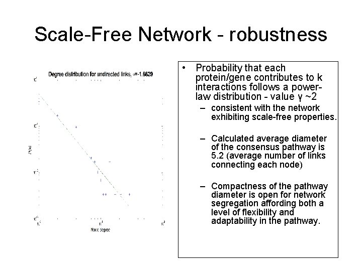 Scale-Free Network - robustness • Probability that each protein/gene contributes to k interactions follows