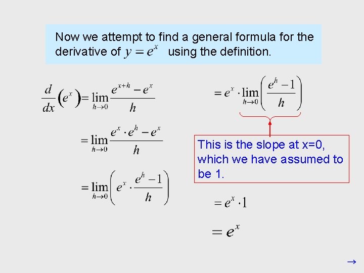 Now we attempt to find a general formula for the derivative of using the