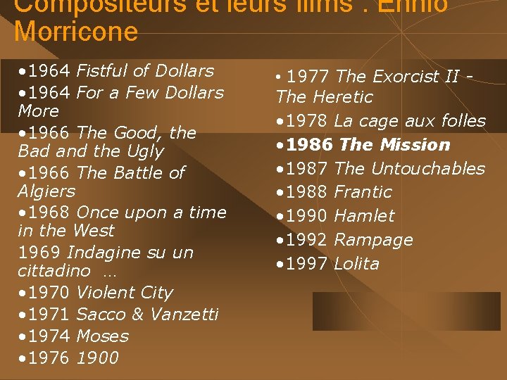 Compositeurs et leurs films : Ennio Morricone • 1964 Fistful of Dollars • 1964