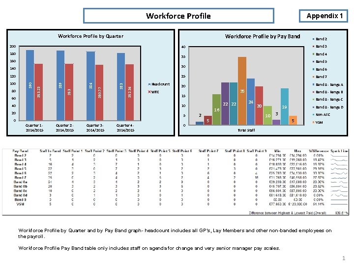 Workforce Profile Appendix 1 Workforce Profile by Quarter Workforce Profile by Pay Band 200