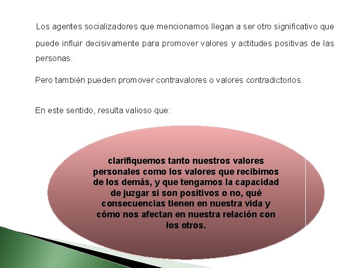 Los agentes socializadores que mencionamos llegan a ser otro significativo que puede influir decisivamente