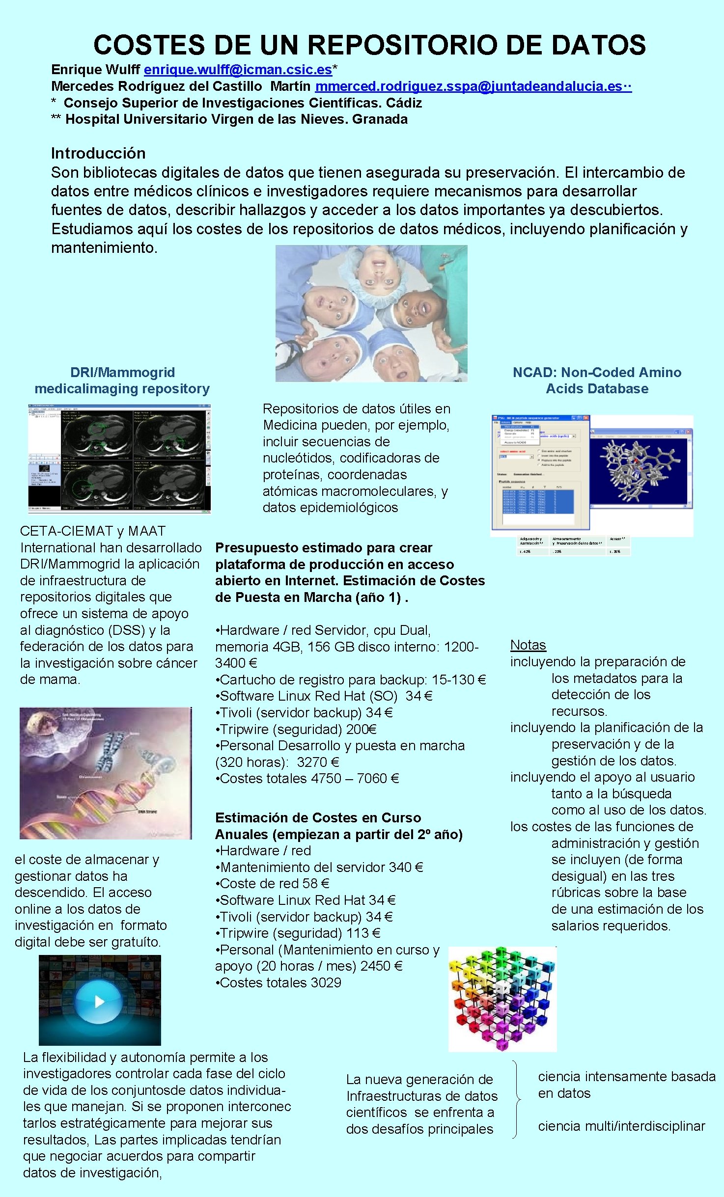COSTES DE UN REPOSITORIO DE DATOS Enrique Wulff enrique. wulff@icman. csic. es* Mercedes Rodríguez