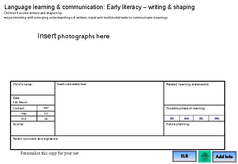 Language learning & communication: Early literacy – writing & shaping Children become writers and