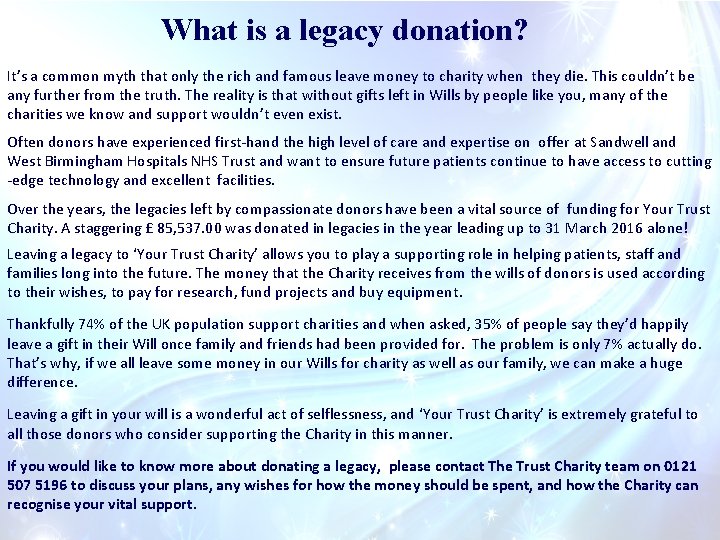What is a legacy donation? It’s a common myth that only the rich and What is a legacy donation? It’s a common myth that only the rich and