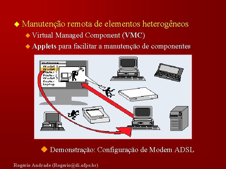 u Manutenção remota de elementos heterogêneos u Virtual Managed Component (VMC) VMC u Applets