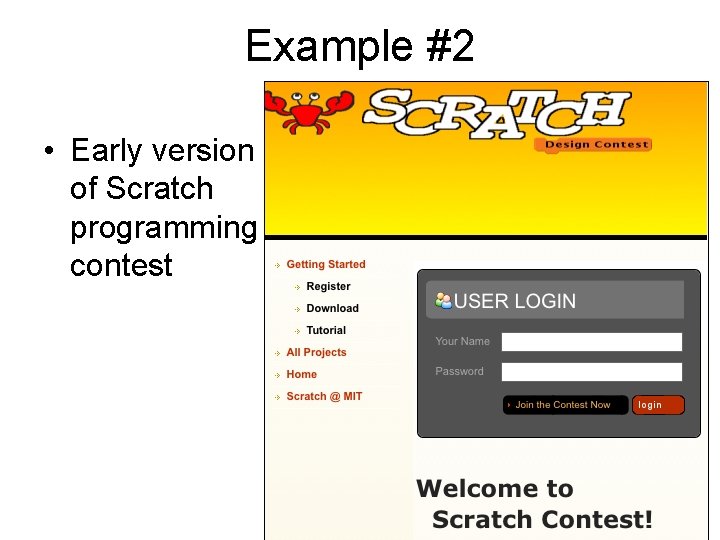 Example #2 • Early version of Scratch programming contest 
