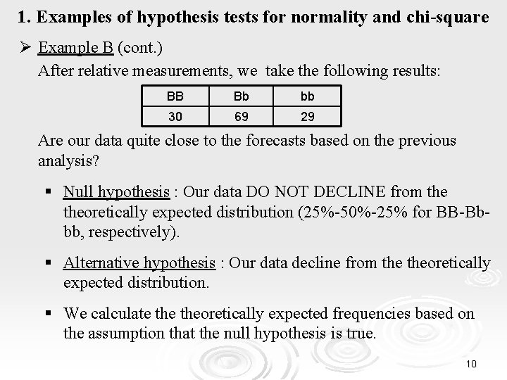 1. Examples of hypothesis tests for normality and chi-square Ø Example B (cont. )