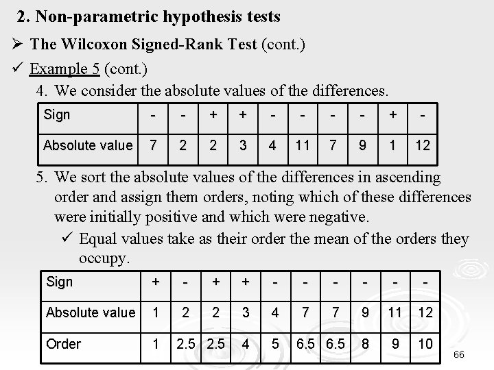 2. Non-parametric hypothesis tests Ø The Wilcoxon Signed-Rank Test (cont. ) ü Example 5