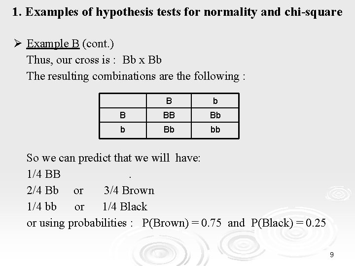 1. Examples of hypothesis tests for normality and chi-square Ø Example B (cont. )