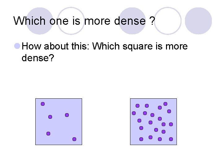 Which one is more dense ? How about this: Which square is more dense?