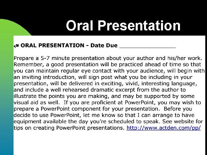 Oral Presentation 