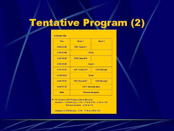 Tentative Program (2) 