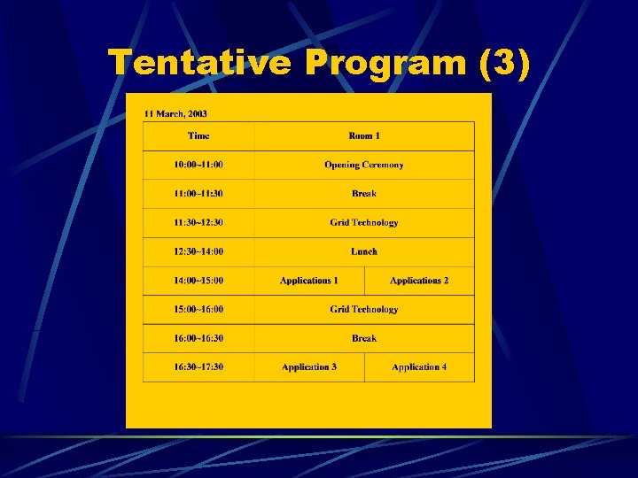 Tentative Program (3) 