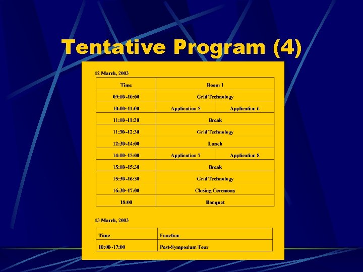 Tentative Program (4) 