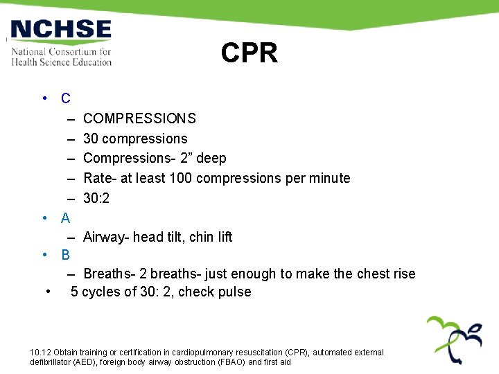 CPR • C – COMPRESSIONS – 30 compressions – Compressions- 2” deep – Rate- CPR • C – COMPRESSIONS – 30 compressions – Compressions- 2” deep – Rate-
