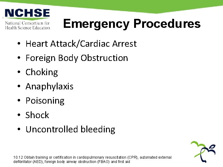Emergency Procedures • • Heart Attack/Cardiac Arrest Foreign Body Obstruction Choking Anaphylaxis Poisoning Shock Emergency Procedures • • Heart Attack/Cardiac Arrest Foreign Body Obstruction Choking Anaphylaxis Poisoning Shock