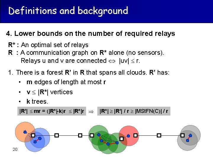 Definitions and background 4. Lower bounds on the number of required relays R* :