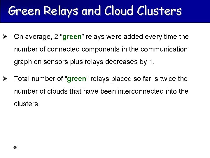 Green Relays and Cloud Clusters Ø On average, 2 “green” relays were added every