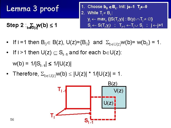 Lemma 3 proof Step 2 : b w(b) 1 U(z) 1. Choose b 0