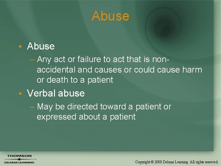 Abuse • Abuse – Any act or failure to act that is nonaccidental and