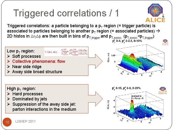 Triggered correlations / 1 Triggered correlations: a particle belonging to a p. T region Triggered correlations / 1 Triggered correlations: a particle belonging to a p. T region