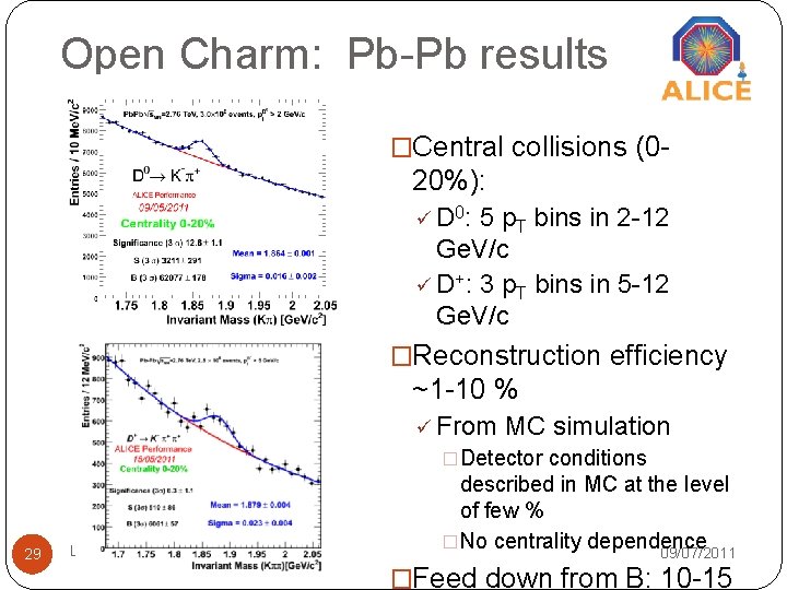 Open Charm: Pb-Pb results �Central collisions (0 - 20%): ü D 0: 5 p. Open Charm: Pb-Pb results �Central collisions (0 - 20%): ü D 0: 5 p.