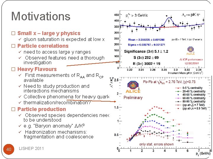 Motivations � Small x – large y physics ü gluon saturation is expected at Motivations � Small x – large y physics ü gluon saturation is expected at
