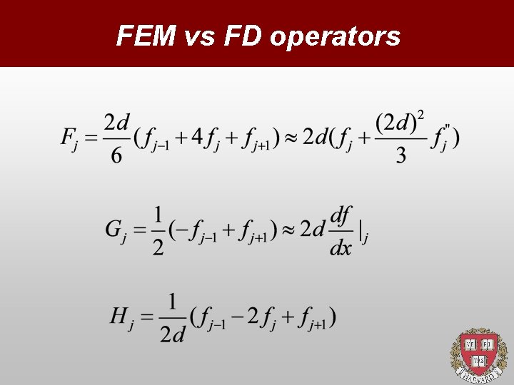 FEM vs FD operators 