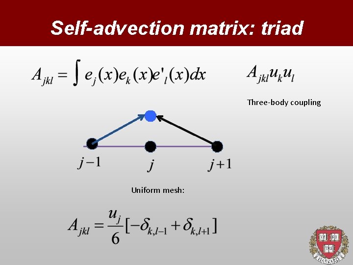 Self-advection matrix: triad Three-body coupling Uniform mesh: 