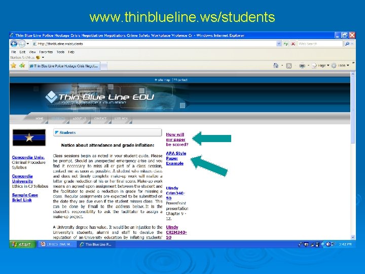 www. thinblueline. ws/students 