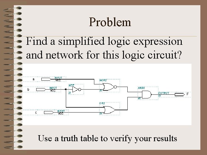 Problem Find a simplified logic expression and network for this logic circuit? Use a