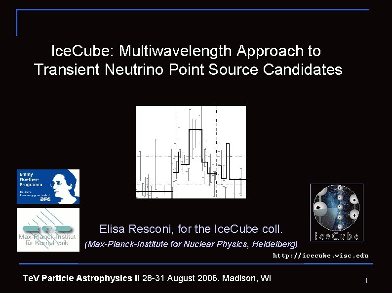 Ice. Cube: Multiwavelength Approach to Transient Neutrino Point Source Candidates Elisa Resconi, for the