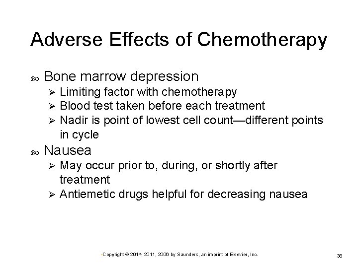 Adverse Effects of Chemotherapy Bone marrow depression Ø Ø Ø Limiting factor with chemotherapy Adverse Effects of Chemotherapy Bone marrow depression Ø Ø Ø Limiting factor with chemotherapy
