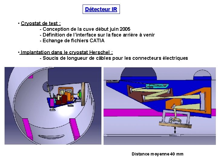 Détecteur IR • Cryostat de test : - Conception de la cuve début juin