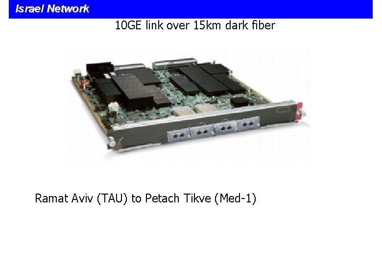 Israel Network 10 GE link over 15 km dark fiber Ramat Aviv (TAU) to