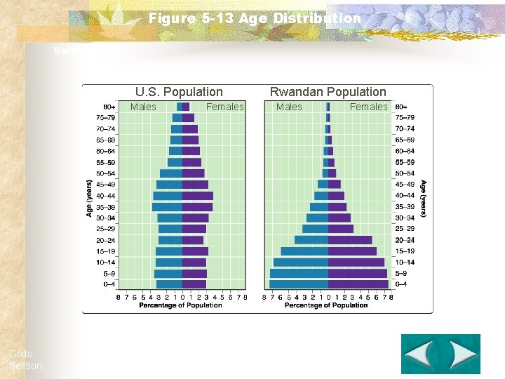 Figure 5 -13 Age Distribution Section 5 -3 U. S. Population Males Go to