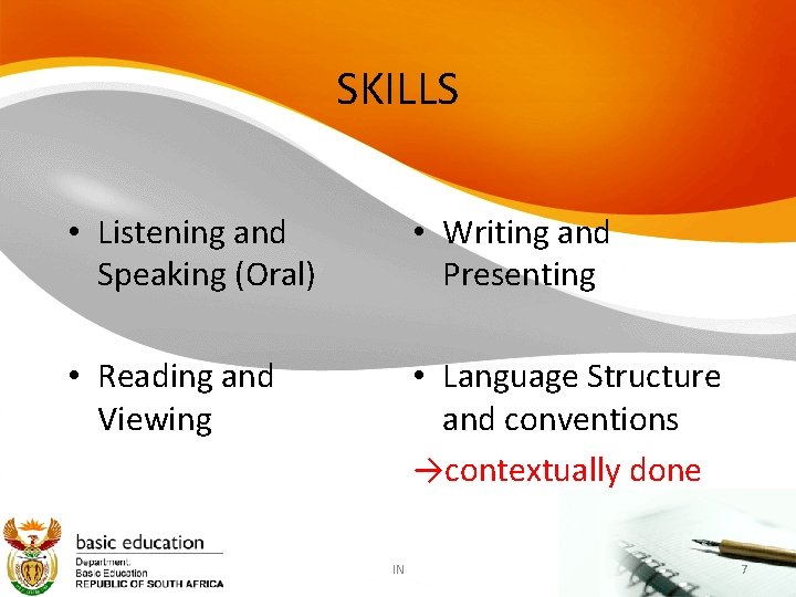 SKILLS • Listening and Speaking (Oral) • Writing and Presenting • Reading and Viewing