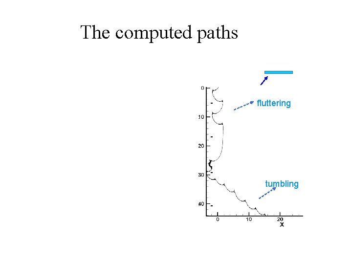 The computed paths - fluttering - - tumbling - 