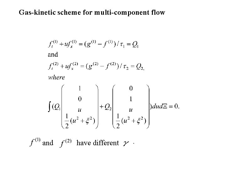 Gas-kinetic scheme for multi-component flow and have different . 