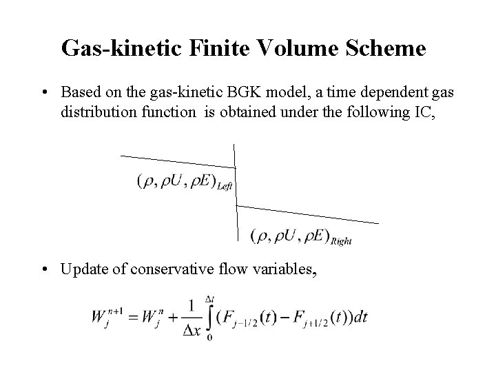 Gas-kinetic Finite Volume Scheme • Based on the gas-kinetic BGK model, a time dependent