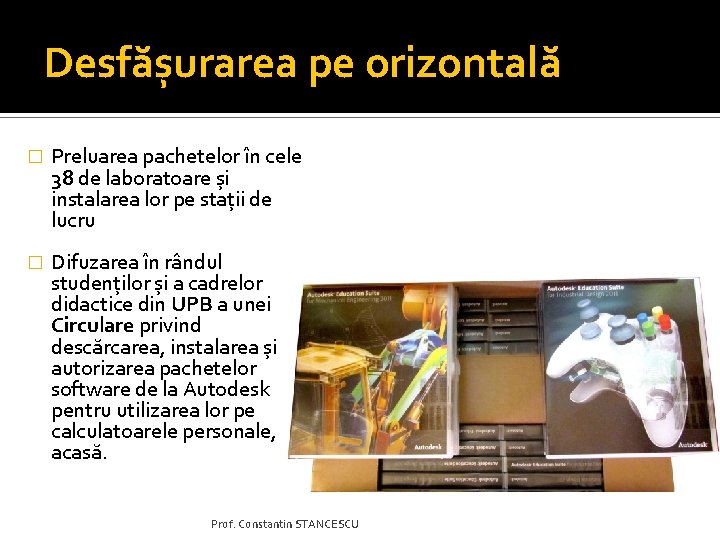 Desfășurarea pe orizontală � Preluarea pachetelor în cele 38 de laboratoare și instalarea lor