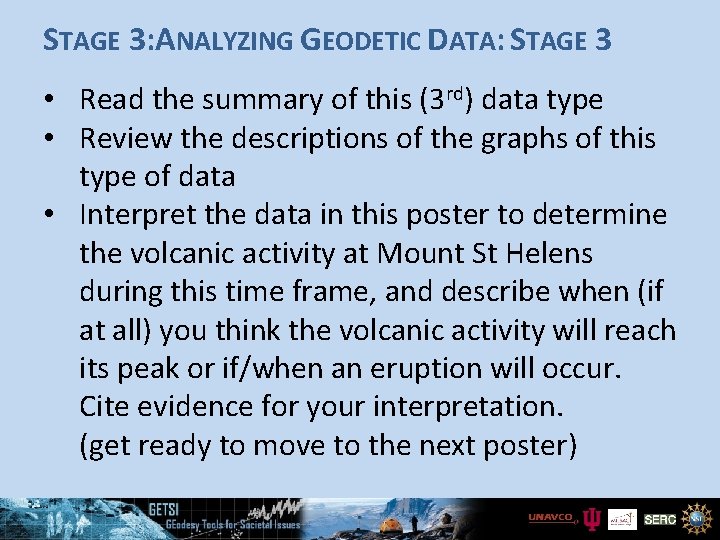 STAGE 3: ANALYZING GEODETIC DATA: STAGE 3 • Read the summary of this (3