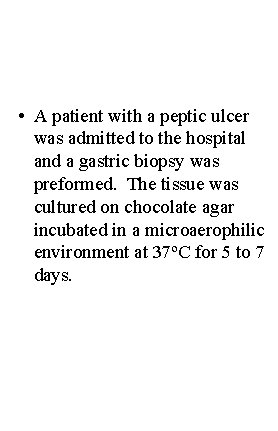  • A patient with a peptic ulcer was admitted to the hospital and