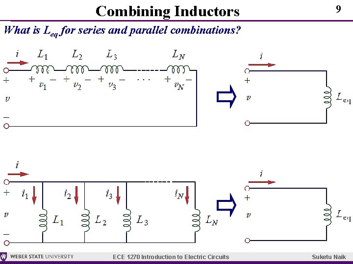 Combining Inductors 9 What is Leq for series and parallel combinations? ECE 1270 Introduction