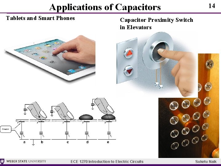 Applications of Capacitors Tablets and Smart Phones 14 Capacitor Proximity Switch in Elevators ECE