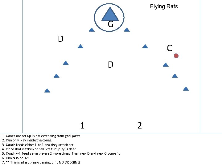 Flying Rats G D C D 1 1. Cones are set up in a