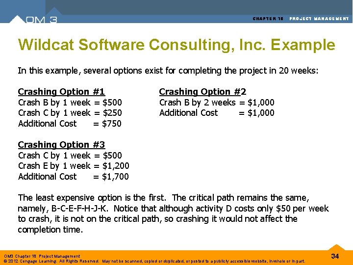 CHAPTER 18 PROJECT MANAGEMENT Wildcat Software Consulting, Inc. Example In this example, several options CHAPTER 18 PROJECT MANAGEMENT Wildcat Software Consulting, Inc. Example In this example, several options