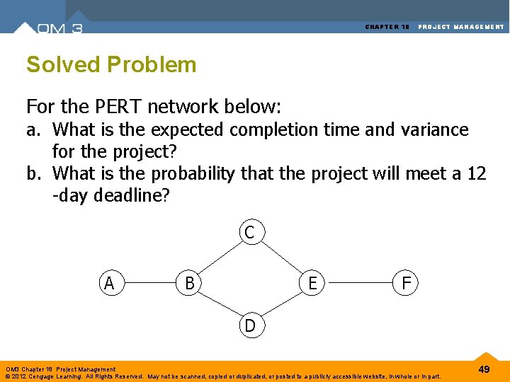 CHAPTER 18 PROJECT MANAGEMENT Solved Problem For the PERT network below: a. What is CHAPTER 18 PROJECT MANAGEMENT Solved Problem For the PERT network below: a. What is
